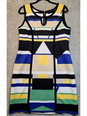 Miss Sixty M60 Colorblock Sheath Dress Stretch Sleeveless Keyhole Neck Women 12